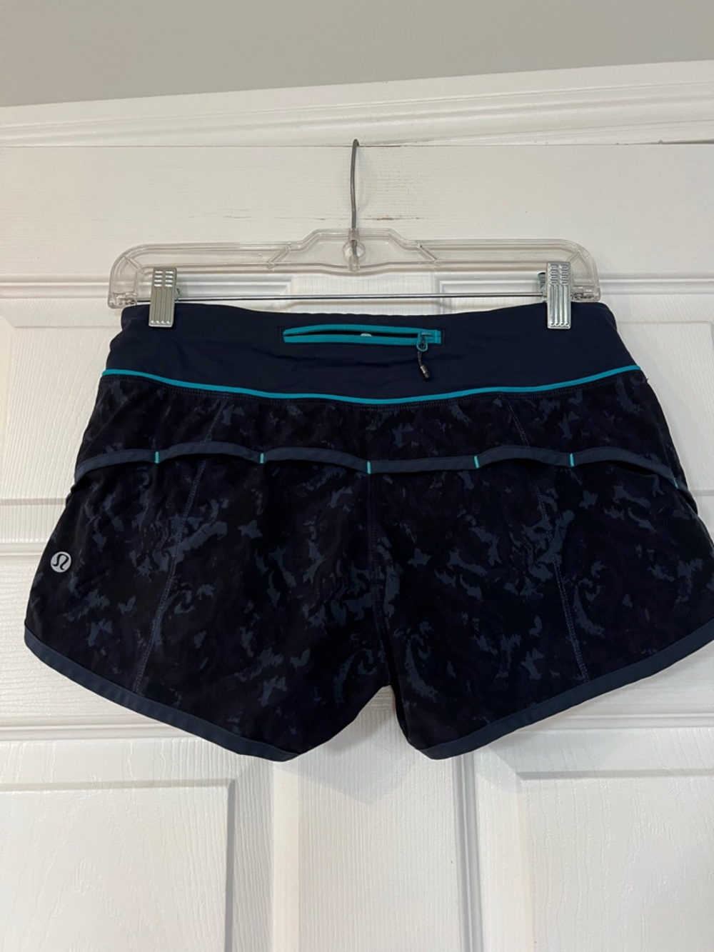lululemon athletica Navy Athletic Shorts with Teal Trim - Picture 2 of 4